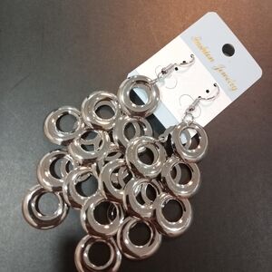 Silver Hoop Dangle Earrings